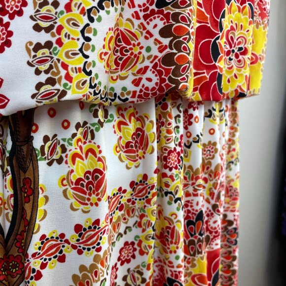 Vintage Womens Baroque Equestrian Chain Print Dress NWT Sz 8 Orange Flowy Knit - Picture 4 of 12